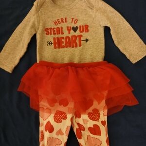 Carter's Gray and Red Heart Matching Set